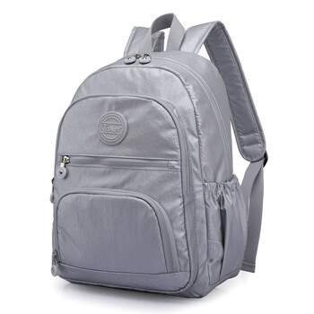 双肩包尼龙防泼水大容量简约轻便电脑包书包 银色【图片 价格 品牌