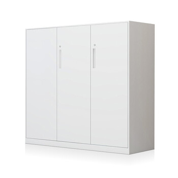 洛克菲勒钢制铁艺档案文件铁皮柜资料柜白色带锁三开门阳台储物矮柜