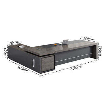 兰冉 办公家具老板桌办公桌大班台主管桌经理桌总裁桌2.0*0.8米含侧柜