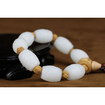 碧派和田玉羊脂白玉手链玉石手串男士款仿古兽纹