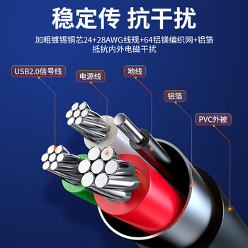 优越者（UNITEK）Mini USB数据连接线T型口 移动硬盘/行车记录仪线 相机平板mp3/mp4电源线 1.5米 C432EBK
