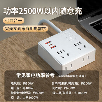 德力西(DELIXI)20WPD快充86型插座转换器/转换插头/USB+Type-c插座扩展/一转多/插排/排插 无线总控开关