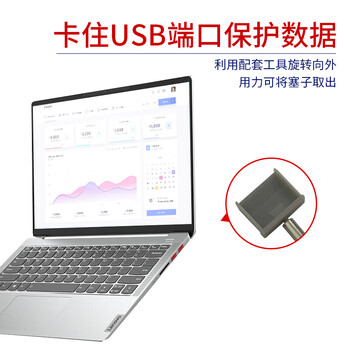 索厉 USB安全锁可拆卸式USB安全塞封口塞防尘塞/USB通用堵头安全塞/工具2把+银灰色塞子15个装/80012