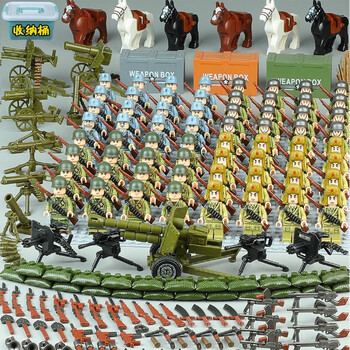 乐高积木八路军长津湖二战武器装备苏军美军德军军事人仔拼装玩具a
