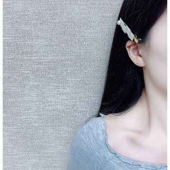 昂比熊新品蝴蝶结珍珠发夹极简甜美风合金珍珠刘海边夹一字夹发卡发饰