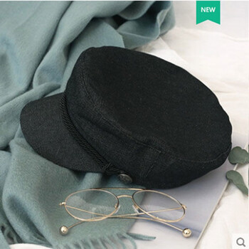 帽帽子男士春夏天英伦复古平顶帽民国学生海军帽女短檐鸭舌帽船长帽