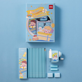 得力（deli）学生文具礼盒套装儿童1-2年级铅笔削笔机橡皮握笔器精美伴学礼奖励生日礼物开学考试文具男女孩