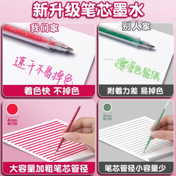 四季年华彩色闪光笔按动荧光笔啫喱笔儿童闪光彩色笔手帐专用珠光荧光标记笔 【18色】1包/升级按动/加大容量
