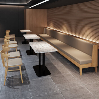 智鹊 高端主题餐厅桌椅 卡座软包定制 咖啡厅餐饮沙发 饭店餐馆椅子