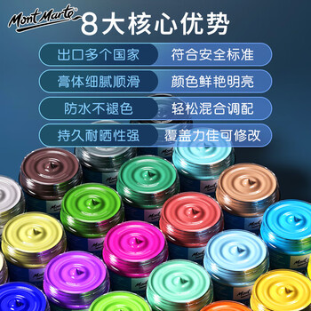 蒙玛特(MontMarte)丙烯颜料瓶装丙烯t恤diy衣服300ml艺考室内外丙烯颜料银色MSCH3034CN美术写生美育工具