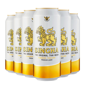 原装进口啤酒 拉格黄啤酒 singha 听罐瓶装整箱啤酒 胜狮啤酒490ml*
