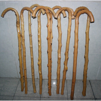 复古一体藤条老人实木拐杖防滑按摩手杖木制拐棍藤木藤拐杖 黄色3公分