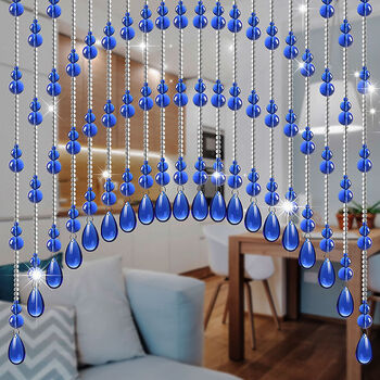 珠帘门帘风水葫芦隔断屏风窗帘珠卧室客厅玄关装饰挂帘免打孔中蓝色25
