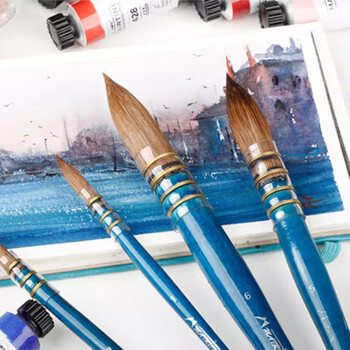 马蒂尼蓝胖子水彩画笔混合动物牛耳貂毛美术专业绘画大师级单支656-01