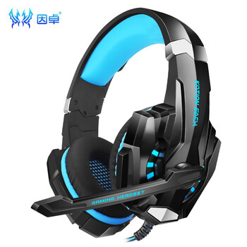 因卓（KOTION EACH）G9000 有线头戴式耳机耳麦 电竞吃鸡三角洲游戏耳机 带可调节降噪麦 3.5mm电脑笔记本耳机 黑蓝