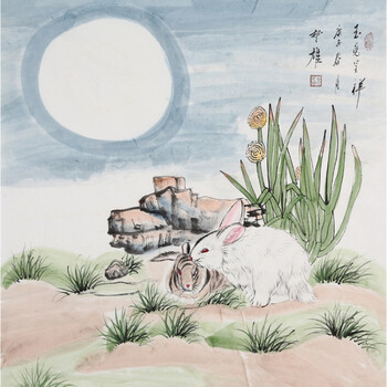 方楚雄字画斗方名家精品国画纯手绘名人动物书画兔现代作品收藏纯手绘