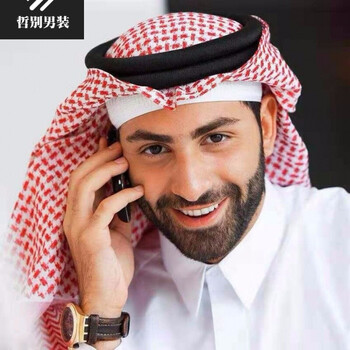 哲别迪拜旅游男服装阿拉伯王子长袍男士长袍红色头巾头箍52