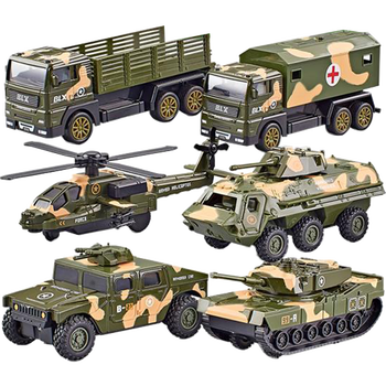 樱途儿童玩具车合金回力小汽车工程车消防车坦克装甲车套装男孩玩具