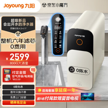 九阳(Joyoung)热小净 800G 加热净水器2.05L/min大流速即热净水机TDS数显厨下式家用RO反渗透过滤器一体直饮机R1