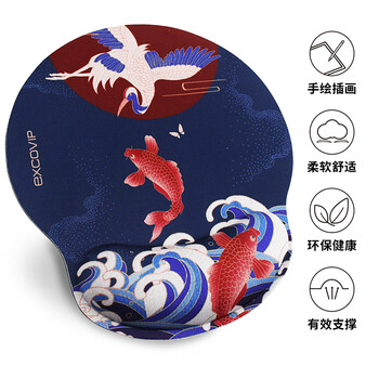 宜适酷（EXCO）国潮商务鼠标垫护腕手腕垫硅胶鼠标枕超大号加厚大尺寸电脑办公鼠标垫男女生东营游戏腕托6365