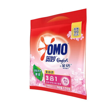奥妙（OMO） 含金纺樱花洗衣粉1700G+3合一洗衣液480G 清洁去渍留香