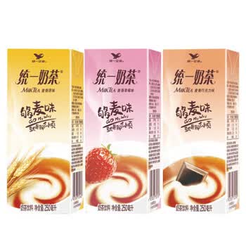 统一阿萨姆奶茶麦香味310ml*24罐 巧克力麦香味草莓味饮料整箱装 3味