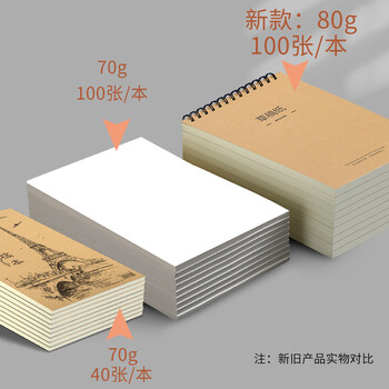 嘉然恒 线圈款5本500张A4加厚草稿纸80G空白米学生笔记本考研演算纸绘画涂改纸 高中生学习神器