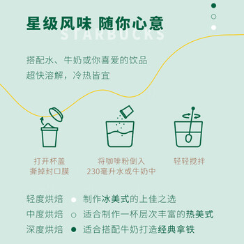 星巴克（Starbucks）精品冻干黑咖啡随星杯1.0中烘 0糖0脂超精品便携美式 2.7g*18颗