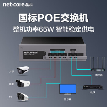 磊科（netcore）S6P 6口百兆4口供电POE交换机 安防监控摄像头分离器 工程企业非网管网络交换器 适配弱电箱
