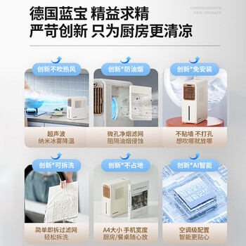 蓝宝 德国蓝宝 小厨凉冰雾扇 台立式小型空调扇 厨房家用制冷冰雾扇 加湿可拆洗【三合一】BP-X5 白色