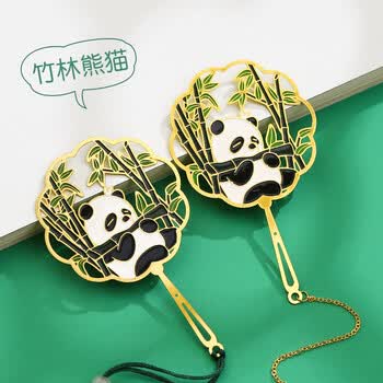 小雕匠四川成都旅游纪念大熊猫母子创意金属吊坠书签中国古风故宫文创博物馆院学生毕业教师圣诞节送老师