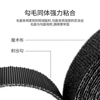 也仁数据线收纳 桌面电源线束视频线网线捆绑自粘式魔术贴固定理线 5米 YR-LXD5C