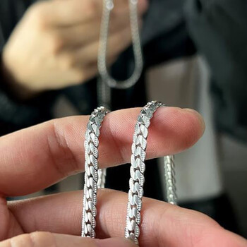 小米星项链男钛钢素链钛钢项链清然记时尚潮男配饰男士锁骨链压花项链