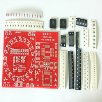 优品沃目全贴片焊接练习板套件贴片幸运转盘流水灯DIY技能训练实训散件 套件+3节电池盒++3节电池