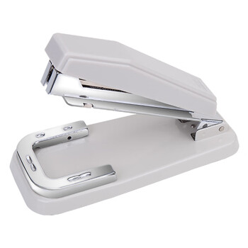 得力（deli）旋转订书机/订书器小号可订中缝装订50页厚层临时装订可拆办公用品 灰白色0414