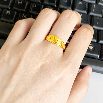 老凤凰黄金戒指9999足金男款龙凤戒车花纹活口素金饰品真金首饰轻女士