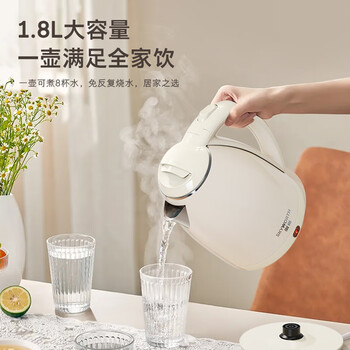 创维（Skyworth）电热水壶煮水壶家用烧水壶 1.8L大容量 双层防烫304不锈钢内胆 大功率快速烧水 S193