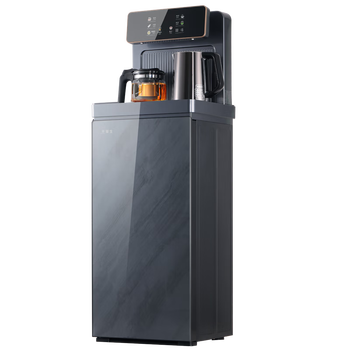 华生（Wahson）茶吧机一键调温家用多功能温热型大屏 双显立式饮水机下置式水桶【智能语音遥控】 WS-718 灰色