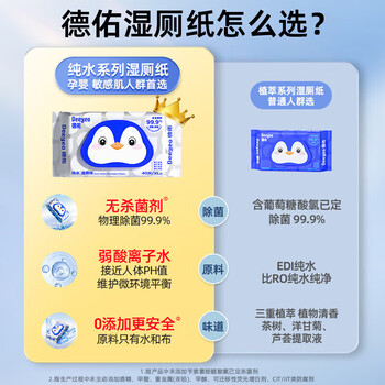 DEEYEO德祐 纯水湿厕纸80抽*6包 厕纸湿巾洁厕如厕湿纸巾