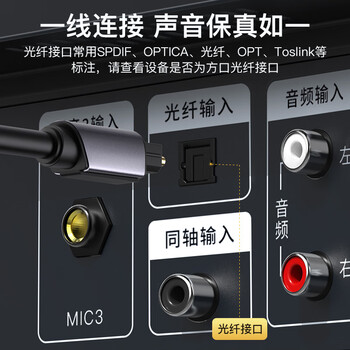 秋叶原（CHOSEAL）数字光纤音频线 电视DVD投影仪功放机顶盒家庭影院 spdif多声道方口音响连接线 10米 QS1106A