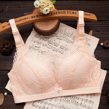 女士内衣轻薄透气无钢圈小文胸女士蕾丝韩系少女睡眠聚拢内衣胸罩肤色