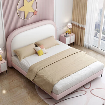 5轻奢储物皮床 科技布单床 床头柜*2 1.2*2米储物结构