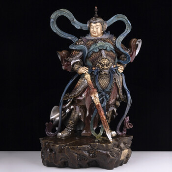 圆通工艺铜佛像伽蓝韦陀菩萨像韦驮珈蓝护法寺庙佛堂关公摆件 韦陀