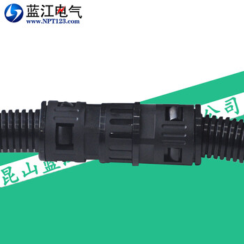 蓝江 尼龙波纹管快速对接接头塑料软管直通快插连接器黑色 RKC-2*AD10.0