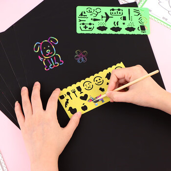 TaTanice儿童刮画纸8K幼儿园炫彩刮刮画彩色小学生刮刮纸挂画纸刮画纸10张美育工具