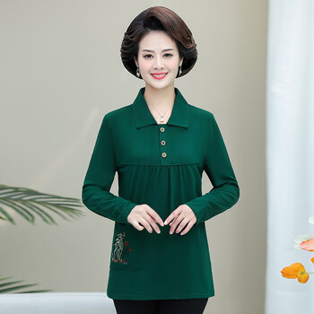vesm200斤特大码女装胖春秋装长袖t恤中老年加肥遮肚打底衫上衣50绿色