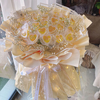 七夕恋果冻花束成品创意零食花束北京鲜花速递同城配送七夕送男女友