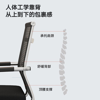 奈高电脑椅办公椅商业办公椅职员培训椅中背座椅网布弓形椅横梁加固款