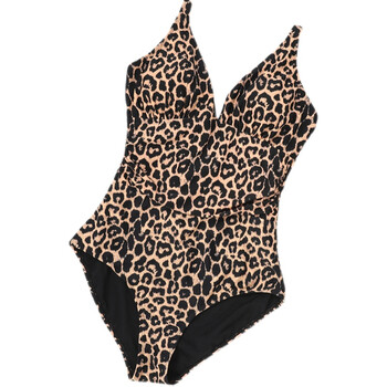 高级性感女式连体比基尼泳衣复古显瘦保守泳装大码游泳衣 豹纹花色 l