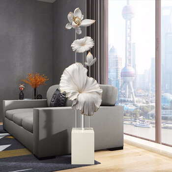 翠佳创意荷叶客厅摆件大型落地电视柜旁玄关办公室装饰品乔迁新居礼品